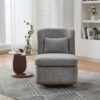 Modern Cushioned Armless Metal Base 360 Degree Swivel Chair With Pillow, Suitable For Living Room, Family Room, Bedroom, Lounge Area, Office - Gray - Image 4