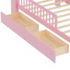 Twin Size Bed With Headboard Storage Rack, 2 Under Bed Drawers, 3 - Side Guardrails For Safety And Security - Pink - Image 14