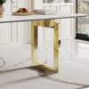 Thick Sintered Stone Composite Tempered Glass Top Rectangular Dining Table With Stainless Steel Base - Gold - Image 9