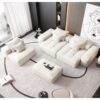 Modern Oversized Modular Sectional Sofa, Sparkling Fabric Soft Cushion Sofa With 6 Pillows, 6 Pieces Diy Combination Tufted Sofa, No Assembly Required - Beige - Image 7