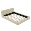 Queen Size Upholstered Platform Bed With Thick, Grounded Bed With Solid Frame - Beige - Image 2