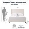Harper - Queen Tall Headboard Upholstered Bed, High Headboard, Elegant Simplicity, No Box Spring Needed - Cream White - Image 16