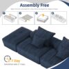 Modern Oversized Modular Sectional Sofa With 2 Ottoman And 2 Seat, Sparkling Chenille Fabric Soft Cushion Sofa With 4 Pillows, 4 Pieces Diy Combination Tufted Sofa, No Assembly Required - Blue - Image 19