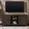 Modern Farmhouse Barn Door 3 Shelf TV Stand For TVs Up To 65” - Sable Gray - Image 5