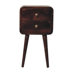 Mini Curved Bedside Table - Walnut