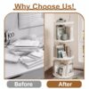 360° Rotating Bookshelf, Small Corner Bookcase, 3 Tier Floor Standing Organizer, Round - Cream White - Image 13