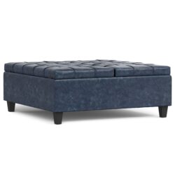 Harrison - Large Square Coffee Table Storage Ottoman - Blue