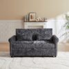 3 In 1 Loveseat Sofa Bed Chenille Fabric Pull Out Couch Sleeper Full Back Frame, Seat Frame, Armrests & 2 Pillows - Dark Gray - Image 13