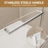 Aluminum Frame Double Sliding Soft Close Shower Door, 1 / 4" Tempered Glass And Dual 304 Stainless Steel Handles - Chrome - Image 9