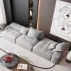 Modern Oversized Modular Sectional Sofa With Ottoman, Seat, Chaise Lounge And Armrest, Sparkling Chenille Fabric Soft Cushion Sofa With 4 Pillows, 4 Pieces Diy Combination Tufted Sofa, No Assembly Required - Gray - Image 8
