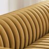 Dominic - Channel Tufted Velvet Sofa - Dark Yellow - Image 5