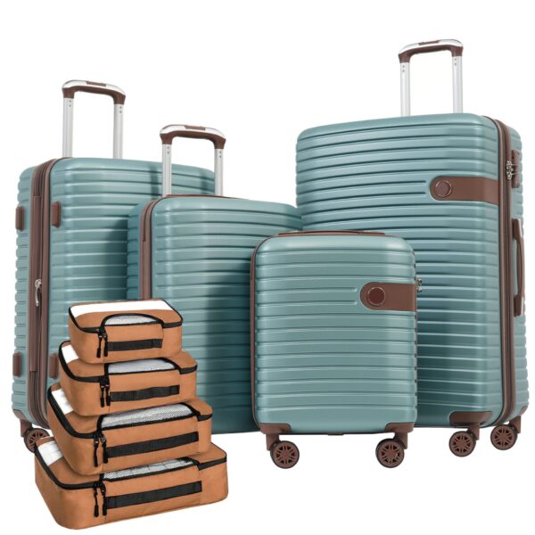 4 Piece Luggage Set Suitcase Set, Abs Hard Shell Lightweight Expandable Travel Luggage With 4 Packing Cubes, Tsa Lock, Spinner Wheels (16 / 20 / 24 / 28) - Blue