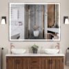 LED Bathroom Vanity Mirror Wall Mounted, Adjustable White / Warm / Natural Lights Anti-Fog Touch Switch With Memory Modern Smart Large Bathroom Mirrors - Silver - Image 15
