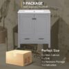 Bathroom Vanity With Single Sink, Combo Cabinet Undermount Sink, Bathroom Storage Cabinet With Two Doors And A Drawer, Soft Closing, Multifunctional Storage, Solid Wood Frame - Gray - Image 8