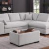 Joshua - Woven Fabric Sectional Sofa With Right Facing Chaise and Console Ottoman - Light Gray - Image 7
