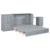 Queen Size Murphy Bed With USB Port, Large Drawer, And Wardrobe / Desk Combo Versatile Cabinet Bed - Gray - Image 10