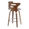 Cosini - Mid-Century Modern Fixed Height Barstool With Swivel With Round Footrest (Set of 2) - Walnut / Gray - Image 4