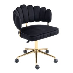 Modern Home Office Desk Chair With Adjustable Height And Swivel Wheels - Black
