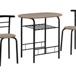 3 Pieces Dining Table Set, Small, Contemporary & Modern - Taupe