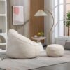 Bedding Bean Bag Sofa Chair High Pressure Foam Bean Bag Chair Adult Material With Padded Foam Padding Compressed Bean Bag With Footrest - Beige - Image 3