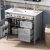 Bathroom Vanity With Top Sink, Modern Bathroom Storage Cabinet With 2 Drawers And A Tip-Out Drawer, Single Sink Bathroom Vanity - Gray - Image 21