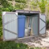 Garbage Bin Shed Stores 2 Trash Cans, Outdoor Bin Shed For Garbage Storage, Stainless Galvanized Steel, Bin Shed For Garden Yard Lawn - Gray - Image 3