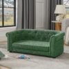 Contemporary Pet Sofa With Arc Shaped Backrest And Armrests Breathable Linen Soft Cushion - Green - Image 3