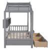 Twin Size House Bed With 2 Drawers, Kids Bed With Storage Shelf - Gray - Image 8