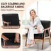 Mid Century Modern Wingback Accent Chair With Solid Wood Frame And Extra Thick Backrest - Lounge Chair For Living Room, Bedroom, Or Reading Room - Black - Image 6