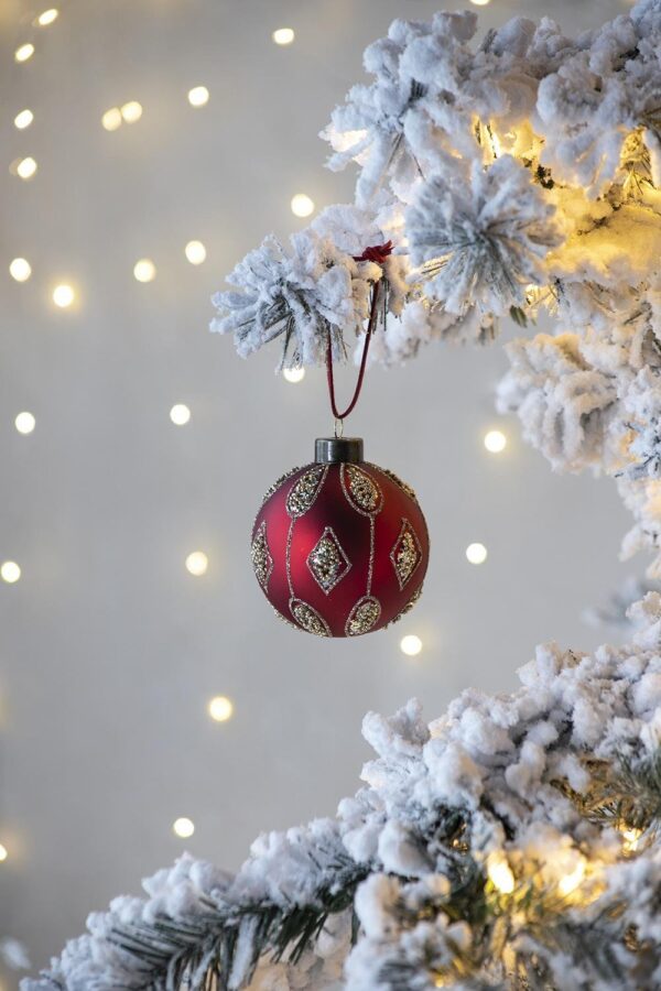 Christmas Ball Ornaments, Glass Decorative Hanging Ball Christmas Tree Ornaments, For Holiday Party Decorations (Set of 12) - Red