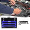 20'' Portable 3 Drawer Steel Toolbox, 4 Layers Of Tools With Metal Latches, With Top Storage Tray And Carrying Handle, Multi Function Tool Storage For Garage, Home, Or Workbench - Black / Blue - Image 11