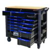 12 Layer Drawer Multi Purpose Tool Cart With Wheels And Wooden Countertops - Black / Blue - Image 9