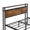 Full Size Metal Platform Bed Frame With Wooden Headboard And Footboard With USB Liner, No Box Spring Needed, Large Under Bed Storage - Brown - Image 10