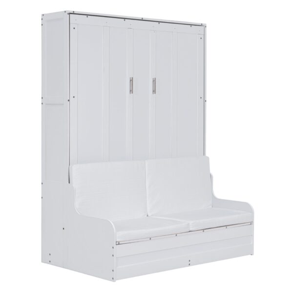 Queen Size Murphy Space Saving Wall Bed With Cushion - White