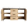 Original 60" Freestanding Bathroom Vanity With Double Resin Sink Plywood Soft Closing Doors & Drawers - Oak - Image 12