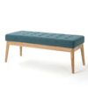Vibratory - Button Tufted Upholstered Ottoman With Splayed Wooden Legs - Teal / Natural - Image 4
