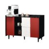 Sideboard Buffet Cabinet With Doors And Unique Panel Styling - Black / Red - Image 16