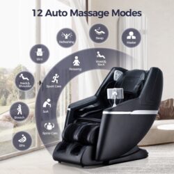 Bosscare - 3D Sl Zero Gravity Massage Full Body Chair With App Control Shiatsu Recline - Black / Gray