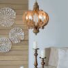 Farmhouse Chandelier, 6 Light Wood Chandelier Pendant Light Fixture With Adjustable Chain For Dining Room Living Room Entryway, Bulb Not Included - Beige Brown - Image 4