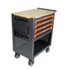 4 Drawers Multifunctional Tool Cart With Wheels And Wooden Top - Orange - Image 7
