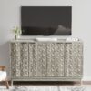 Modern Style Buffet Cabinet, Sideboard Buffet Cabinet With Storage, Storage Cabinet With 4 Diamond Shaped Relief Doors For Living Room, Dining Room, Entryway, Hallway, Kitchen - Gray - Gray - Image 4