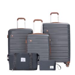 5 Piece Set (20"24"28 +A Travel Bag And A Toiletry Bag), Pp Hardshell Carry On Luggage Set With Tsa Lock Carry On Suitcase Luggage Durable Suitcase - Dark Gray
