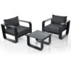 3 Piece Aluminum Frame Patio Furniture With 6.7" Thick Cushion And Coffee Table, All Weather Use Olefin Fabric Outdoor Chair - Gray / Black - Image 15
