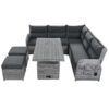 Outdoor Furniture Set Patio Rattan Furniture Set With An Adjustable Table, Recliners With Extendable Side Tables, And 2 Ottomans For Patio, Lawn, Backyard, Pool - Gray - Image 13