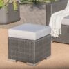 Santa Rosa - Outdoor Lounge Ottoman Rattan Waterproof Fabric - Gray / Silver - Image 6