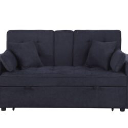 Cody II - Woven Fabric Convertible Sleeper Loveseat With Cup Holder, Charging Ports, Side Pocket, and Pocket Coil Seating - Dark Gray