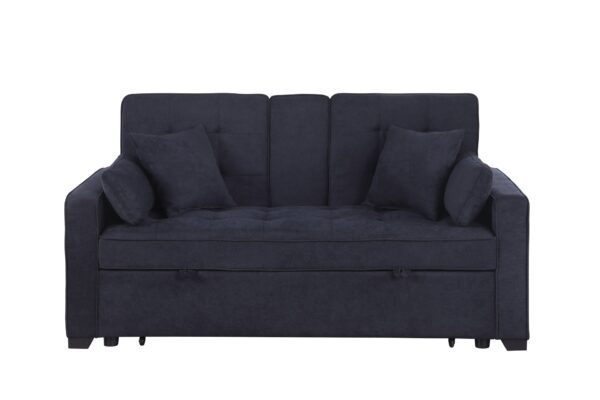 Cody II - Woven Fabric Convertible Sleeper Loveseat With Cup Holder, Charging Ports, Side Pocket, and Pocket Coil Seating - Dark Gray