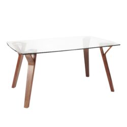 Folia - Mid-Century Modern Dining Table - Walnut / Clear