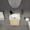 Modern 16" Bathroom Vanity Sink Combo With Ceramic Sink And Cabinet For Small Spaces - Oak - Image 6
