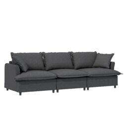 3 Seat Sofa Module For Modular Sectional Wide Seat Cloud Couch With Throw Pillows Upholstered - Gray